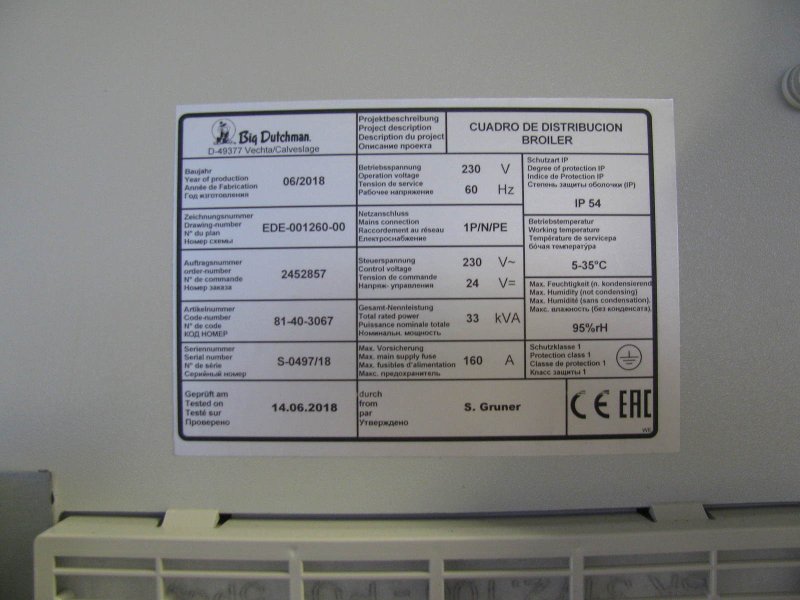 Control panel broiler climate / feeding / lights (FlexLED)